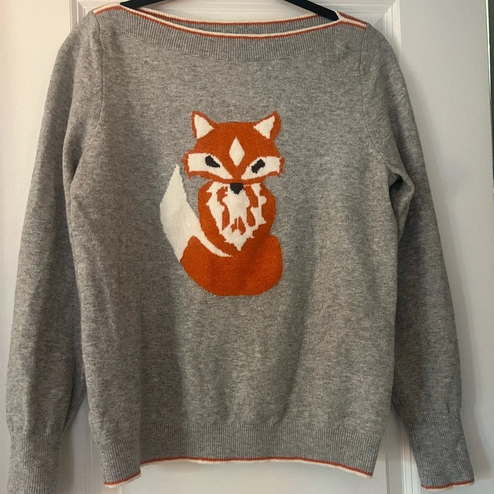 LOFT Gray Sweater with Fox Design - Picture 2 of 3